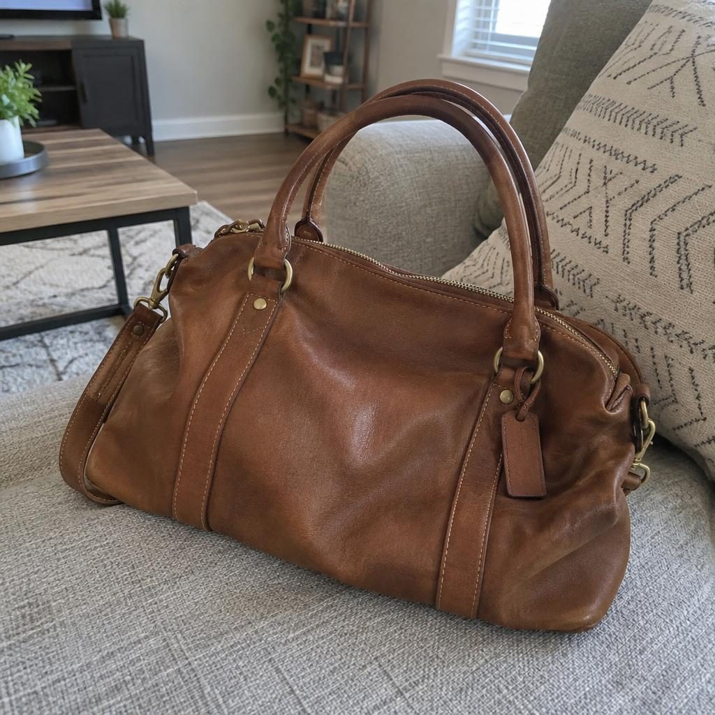 Bolsa de couro legítimo marrom
